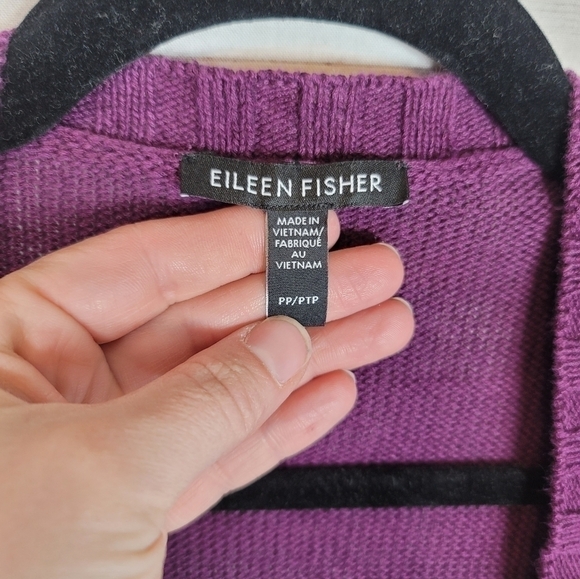 EILEEN FISHER ORGANIC BLEND PURPLE CROPPED CARDIGAN, SZ PP/XS - Picture 4 of 8